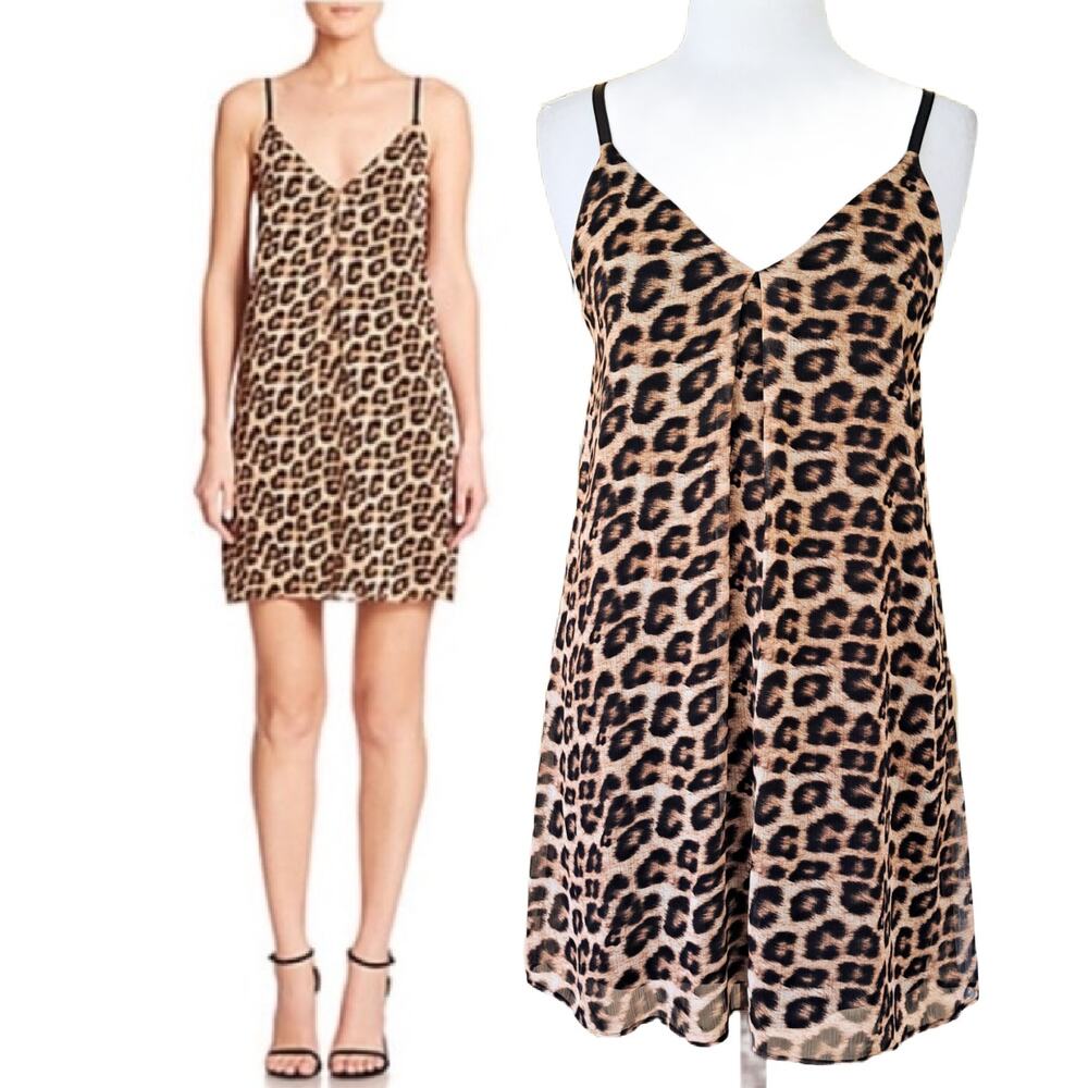 Alice + Olivia Kirby Leopard Print Silk Cami Mini Dress XS Animal Slip V-Neck